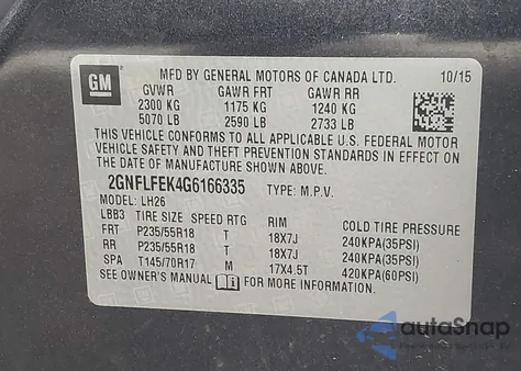 2016 Chevrolet Equinox Lt from USA, damaged, VIN 2GNFLFEK4G6166335